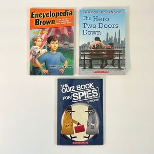 Kids Chapter Books: Encyclopedia Brown, Quiz Book for Spies, Hero Two Doors Down